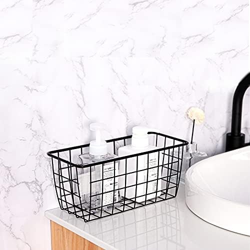 LeleCAT Small Wire Stroage Baskets, Wire Baskets for Kitchen Cabinets, Pantry, mall bags of tea and seasoning packets, Bathroom, Black, 2 Pack