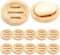 12 Pcs Round Wooden Soap Dishes, Wooden Soap Holders with Ventilation Holes, Soap Trays for Bars, Natural Color, Ideal for Bathroom and Kitchen Use