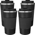 4 Pack Insulated Coffee Mug with Lid 17oz Travel Coffee Tumbler Stainless Steel Reusable Coffee Cups Thermal Coffee Mug for Hot and Iced Cold Drinks, Black