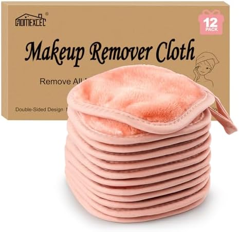 HOMEXCEL Makeup Remover Cloth 12 Pack Reusable Makeup Remover Pads Washable