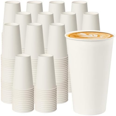 YEEHAW 16 oz 500 Pack White Disposable Paper Coffee Cups