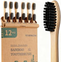 Bamboo Toothbrushes Wooden 12pack Natural Organic Charcoal Brush