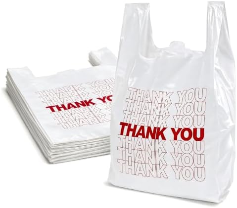 TashiBox 100 Ct Plastic bags, Shopping Bags, Thank You Bags