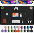 Aothia Faux Leather Desk Mat - Large Mouse Pad, Non-Slip PU Leather Blotter, Waterproof Writing Surface for Office and Home (Black, 63" x 24")