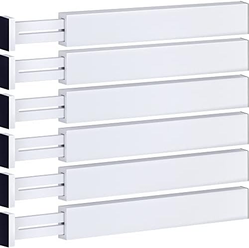 6-Pack Drawer Dividers 2.6-Inch High Dresser Organizer 16 to 22 Inch, White