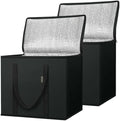 BALEINE 2Pk Insulated Reusable Grocery Bags, Collapsible Cooler Bag for Groceries, Heavy Duty Large Insulated Bag (16''x9''x13'', Charcoal Black) (Pack of 10)