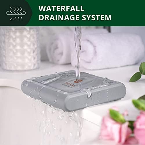 ROYAL CRAFT WOOD Bamboo Soap Dish - Self Draining Soap Holder for Bathroom, Shower, Kitchen Sink | Natural Non-Toxic Soap Tray (Gray) - 1 Pcs