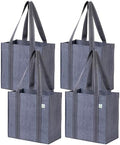 VENO 2/4 Pack Compact Reusable Grocery Shopping Bags with Hard Bottom