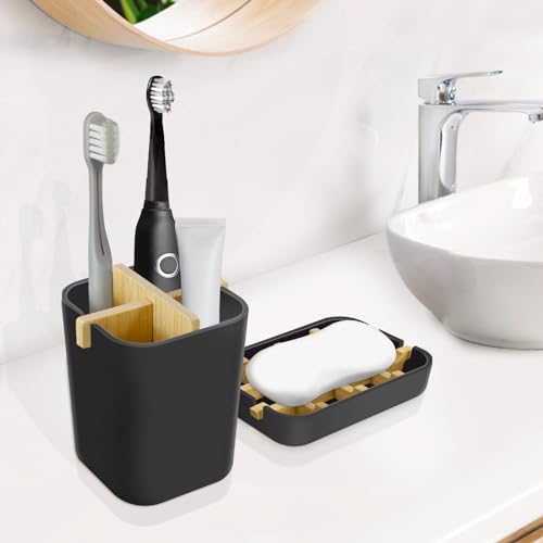 Toothbrush Holders and Soap Holder Set, Bathroom Accessories Countertop
