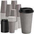 YEEHAW 16 oz Coffee Cups with Lids, Grey, 100 Pack