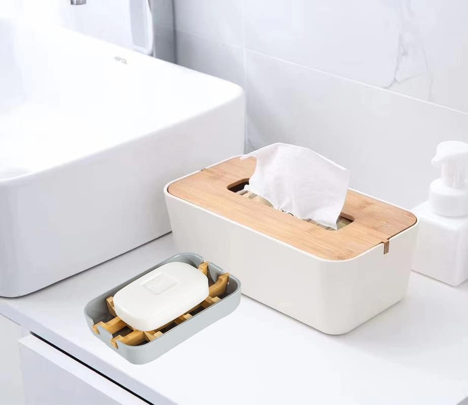 Eco-Friendly Bamboo Soap Dishes, Removable Soap/Sponge Holder for Home, Bathtub Soap Tray, Grey