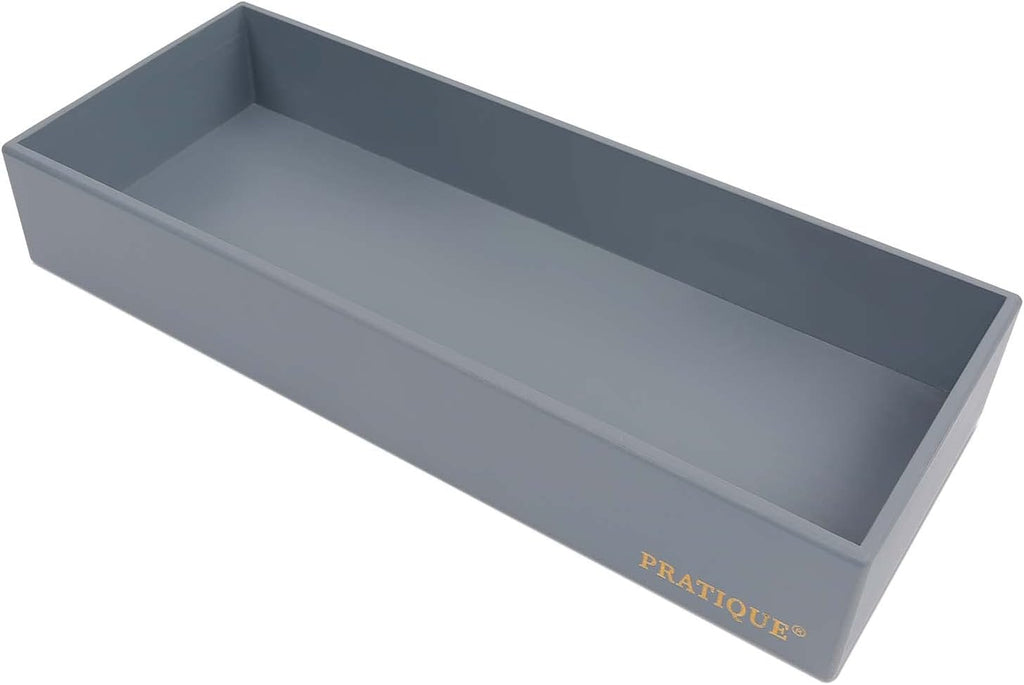 Bamboo Drawer Organizer - Kitchen Utensil Organizer Silverware Tray Cutlery Holder，Office Desk Supplies and Accessories,15 * 5.9 * 2.6,Grey