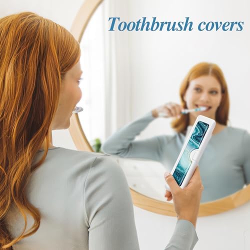 Toothbrush Travel Case - Colorful Pattern, Holder and Covers for Toothbrushes, Includes Tongue Scraper Case