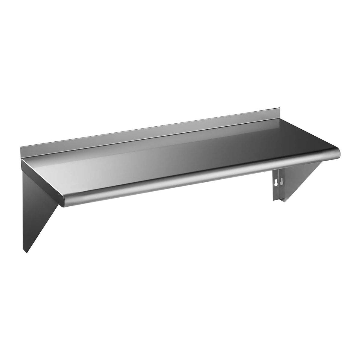 ROCKPOINT Stainless Steel Shelf 14 x 36 Inches 300lb, NSF Metal Commercial Shelves Wall Mount Floating Shelving with Backsplash for Restaurant, Kitchen, Home and Hotel, Silver