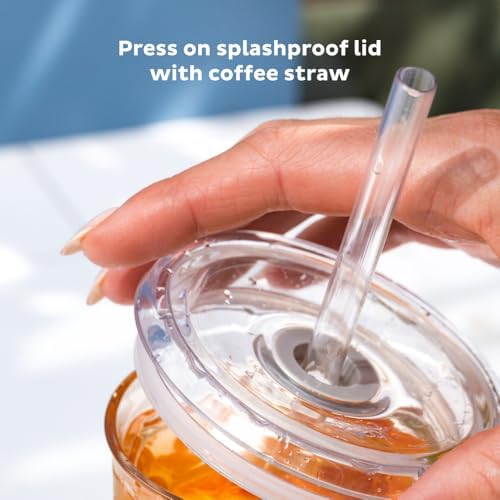KeepCup Cold Cup - Brew Cork Tempered Glass Ice Coffee Tumbler with Recovered Cork Band, Lid and Straw - 16oz (454ml)