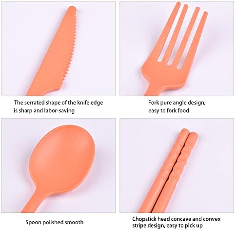 Travel Utensils, Reusable Utensils Set with Case, Camping Plastic Cutlery