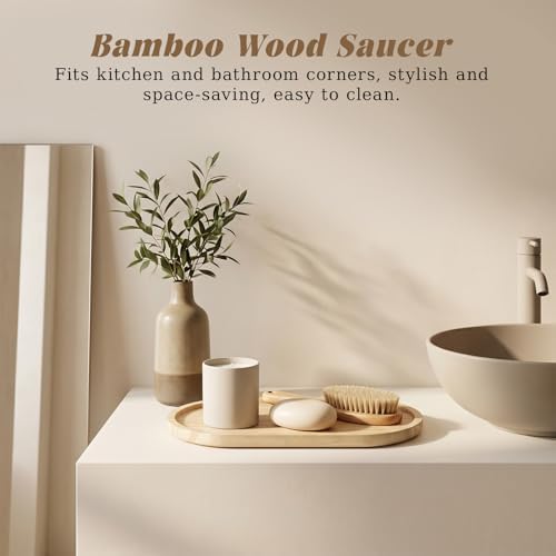 2Pcs Bamboo soap Dispenser Tray, Small Wooden Trays Dispenser Trays