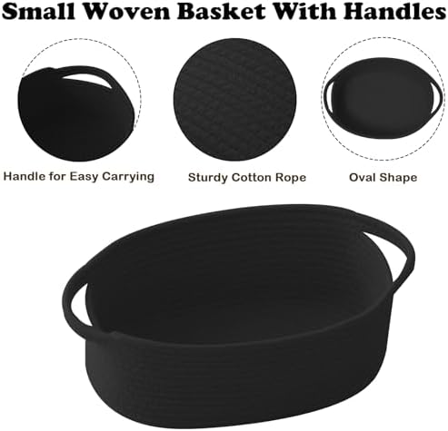 Black Woven Rope Basket - Baby Gift Basket with Bag & Ribbon