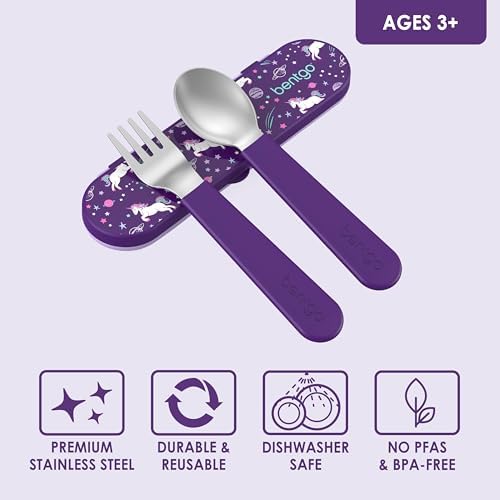 Bentgo Kids Stainless Steel Utensil Set with Fork, Spoon, & Storage Case