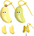 Banana-Shaped Toothbrush Protector Cover 2 Pack (Green & Yellow), with Toothpaste Dispenser, 2-in-1 Clip on Toothbrush Travel Case for Home Travel and Camping