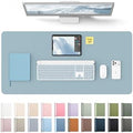 YSAGi Leather Desk Protector, Office Mat, Large Mouse Mat, Non-Slip PU Leather Blotter, Laptop Desk Pad, Waterproof Writing Pad for Office and Home (Ice Blue, 31.5" x 15.8")
