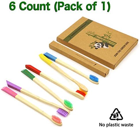 Virgin Forest Bamboo Toothbrushes 6pk, Charcoal Bristles BPA Free