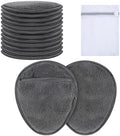12 Pack Reusable Makeup Remover Pads Microfiber Facial Cleansing Cloths Soft Gentle Makeup Remover Towels for Face Eye Lips All Skin Types with Laundry Bag, 5.1×3.93 Inch, Grey