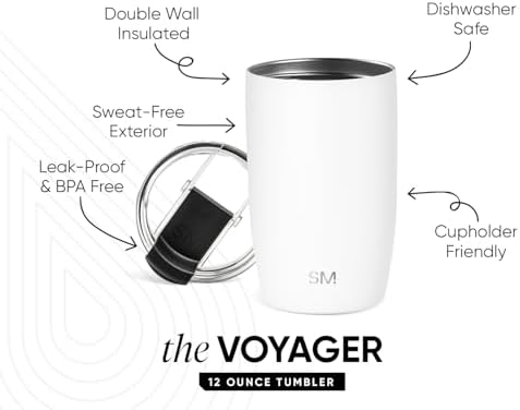Simple Modern Travel Coffee Mug with Lid | 12oz | White