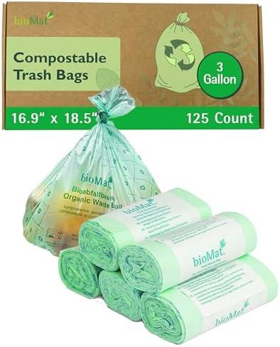 bioMat 3 Gallon Compostable Food Scrap Bags, 125 Count