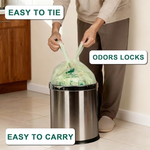 HECTOLIFE 2.6 Gallon 300 Count Compostable Bags Handle Tie