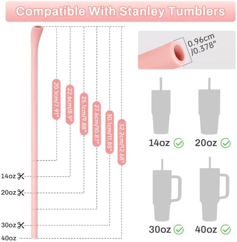 NiHome 6PCS Silicone Anti-Wrinkle Straws Fit for Stanley 40oz 30oz Tumblers
