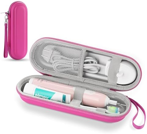 Toothbrush Travel Case for Oral B/Oral-B Pro 1000 1500 5000 7000 & Philips Sonicare 4100 1100 5300 5100 6100/iO Electric Toothbrush, Hard Protective Storage Bag (Pink)