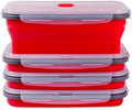 Collapsible Food Storage Containers with Airtight Lid & Air Vent, 40.5 oz, Kitchen Stacking Silicone Collapsible Meal Prep Container Set for Leftover, Microwave Freezer Dishwasher Safe, Red, Set of 4