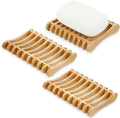 Suclain 3 Pcs Bamboo Soap Dish for Shower Self Draining Slotted Bar Soap Holder Wooden Tray for Shower, Sink, Bathroom, Bath Tub, Restaurant Counter, Kitchen Sponges, Easy Dry