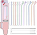 Doboli 12 Pack Replacement 12&13 inch Long Silicone Straw With Straw Cover,Compatible with Stanley 40 oz 30 oz Cup Tumbler, Reusable Straws with Cleaning Brush,for Stanley Tumbler Accessorie