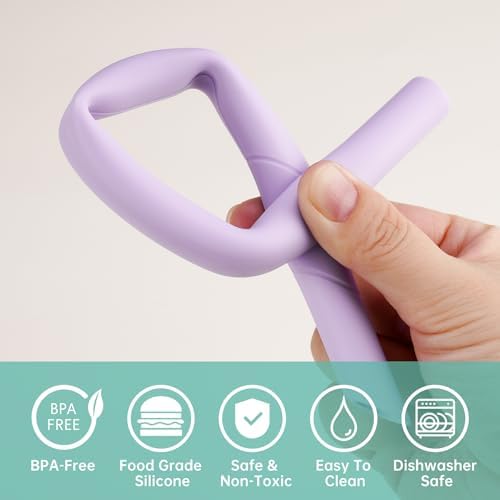 NiHome 6 PCS Extra Wide Reusable Bent Silicone Straws for Boba & Smoothies