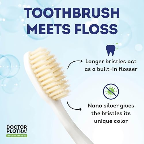 MOUTHWATCHERS Soft Flossing Manual Toothbrush, Adults, 4-Pack, Blue