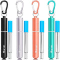 Kynup Reusable Metal Travel Straws with Case & Cleaning Brushes (4Pack)