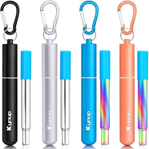 Kynup Reusable Collapsible Metal Straws, Cruise Ship Essentials (4Pack)