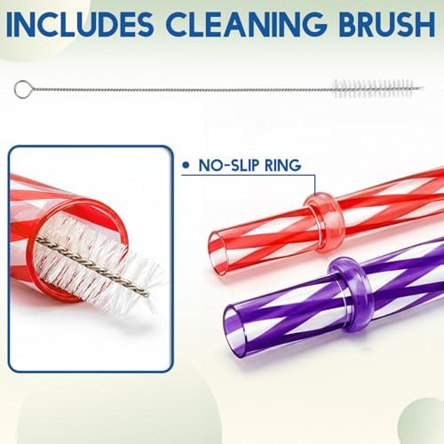Jovitec 50 Pcs 11 Inch Reusable Plastic Straws with Brush, 10 Colors