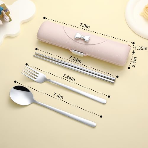 DEVICO Travel Silverware Set with Case,Portable Lunch Utensils Set for Work