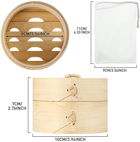 Chengu Natural Bamboo Soap Bar Holder with Lid Soap Dish Drain Foaming Net Shampoo Container Wood Tray Handmade Bamboo Case for Bathroom Shower Kitchen(4 Pieces,3.9 Inch)