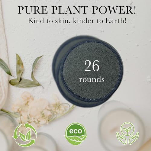 26 Pcs Reusable Cotton Rounds Bamboo Charcoal Makeup Remover Pads