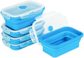 Plus 4PCS Foldable Silicone Food Storage Containers for Kitchen Storage for Leftovers Fruits and Meal Prep Dishwasher Safe Microwave Safe Ideal for Home and Travel (blue, 40OZ)