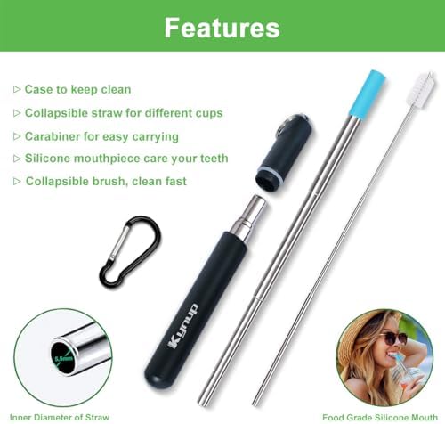 Kynup Reusable Collapsible Metal Straws, Cruise Ship Essentials (4Pack)
