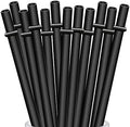 ALINK 12-Pack Reusable Black Straws, 10.5" Long Hard Plastic Tumbler Replacement Straws for 16 OZ 20 OZ 30 OZ Stanley, YETI, Mason Jar, Starbucks Tumblers, Set of 10 with Cleaning Brush