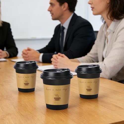 Lamosi 100 Pack 10 oz Coffee Cups, Disposable To Go Paper Cups with Lid