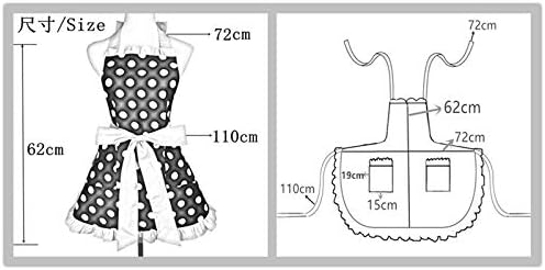 Hyzrz Cute Apron Retro Black Polka Dot Retro Ruffle Side Vintage Cooking Aprons with Pockets for Women Girls (Side Purple)