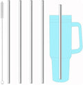 dcieiosul Set of 4 Reusable Metal Straws, Long Stainless Steel Straw with Cleaning Brushes and Case, Drinking for 40 oz and 30 oz Tumblers