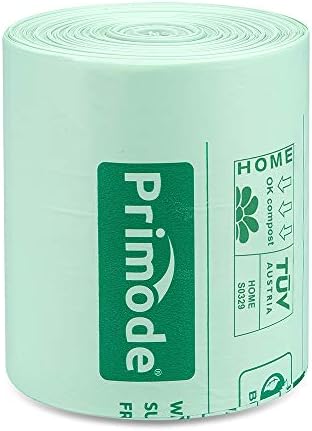 100% Compostable Bags, 4 Gallon (15L) Food Scraps Yard Waste Bags, Extra Thick 0.75 Mil. ASTM D6400 Compost Bags Small Kitchen Trash Bags, 100 Count Certified by BPI & TUV EU